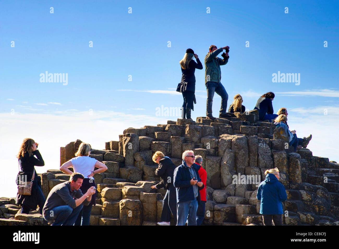 Sitio del Patrimonio Mundial de la UNESCO, Calzada de los Gigantes, Costa Norte, Condado de Antrim, Irlanda del Norte Foto de stock
