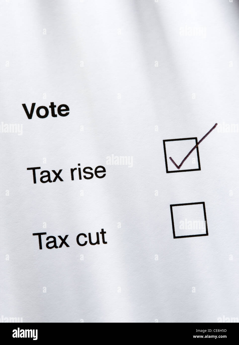 Votar por aumento de impuestos Foto de stock
