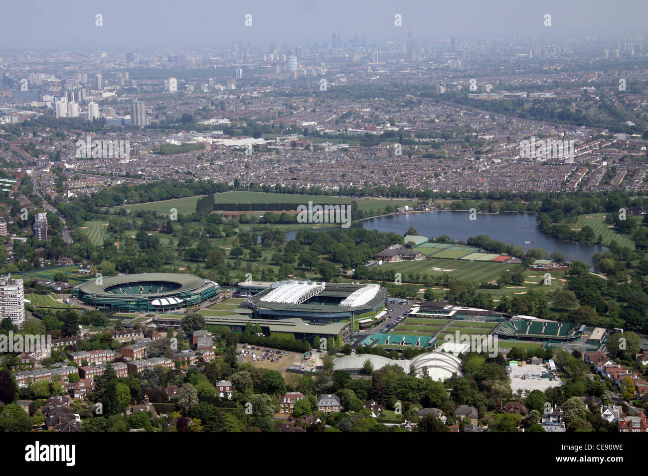 Imagen aérea del All England Club de Tenis, Wimbledon, Londres SW19 Foto de stock
