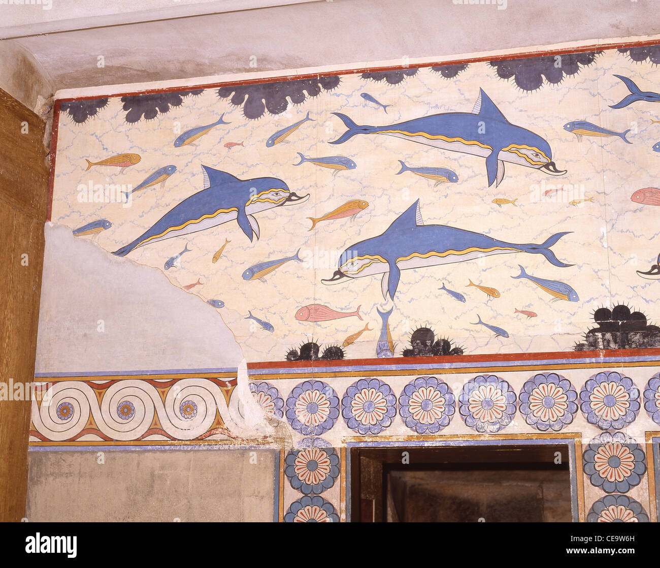 Fresco de Los Delfines, Baño Hall, el palacio minoico de Knossos