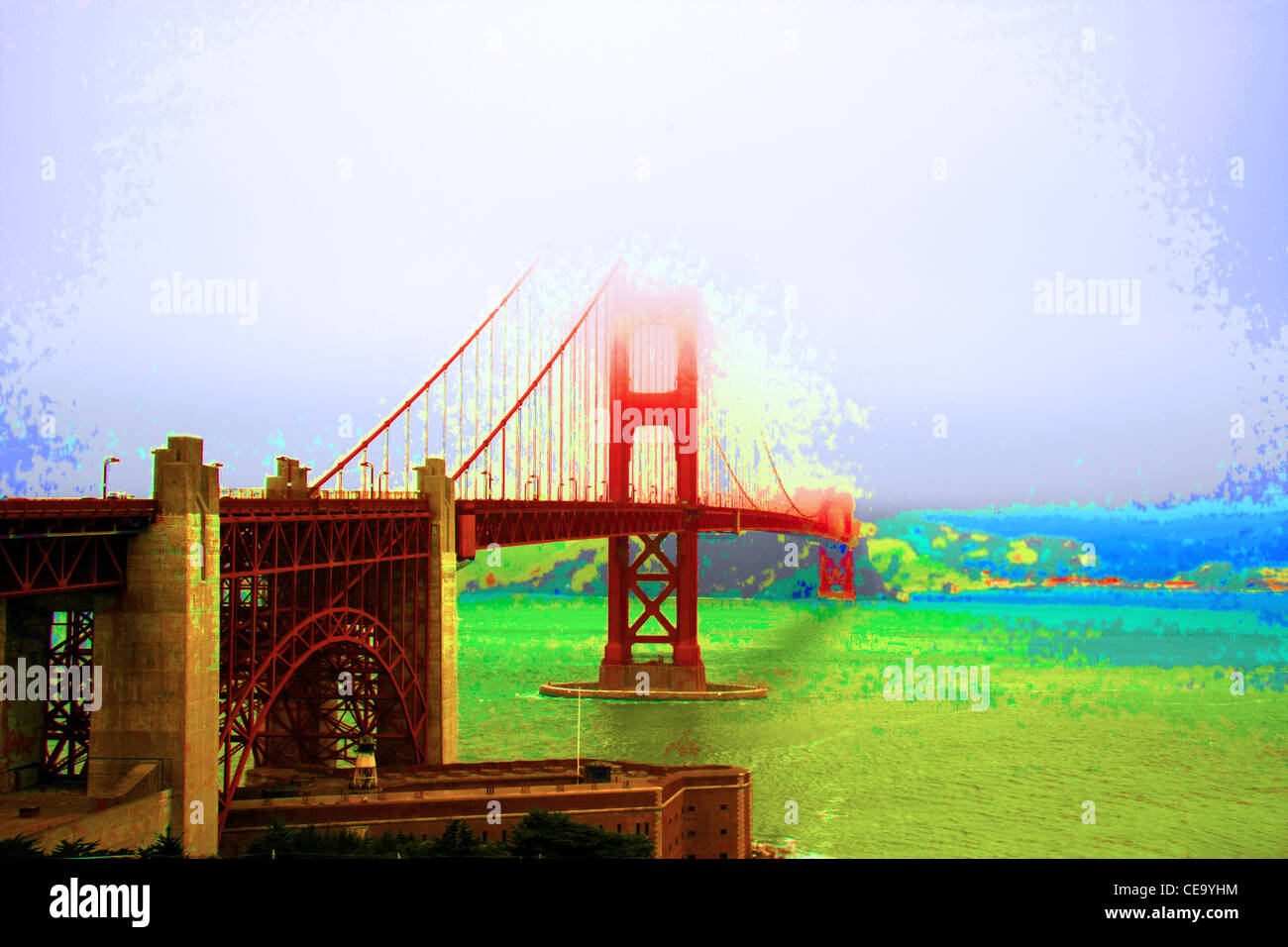 Puente Golden Gate con extrema saturación Foto de stock