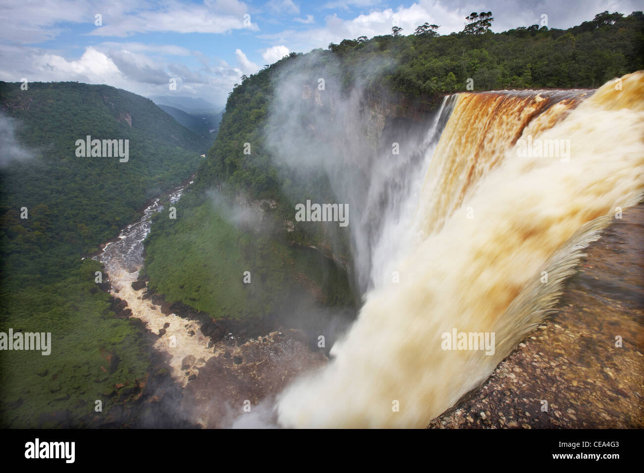 Las cataratas de Kaieteur, río Potaro, Guyana, América del Sur, supuestamente la más grande del mundo una sola gota cascada. Foto de stock