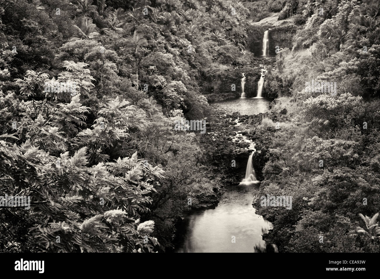 UmaUma Falls. Hawai, la Isla Grande. Foto de stock