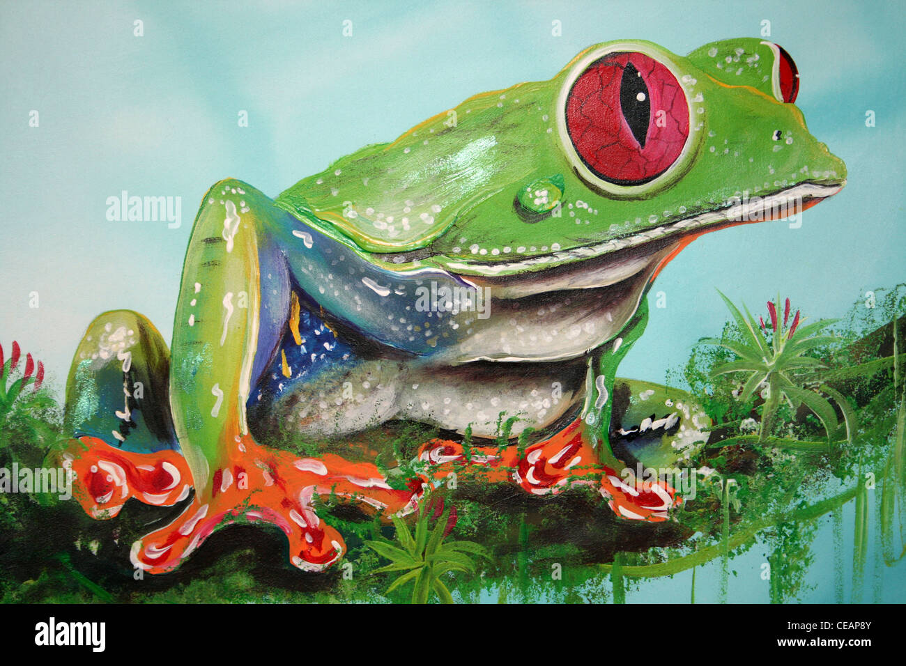 Red-eyed Treefrog pintura Foto de stock