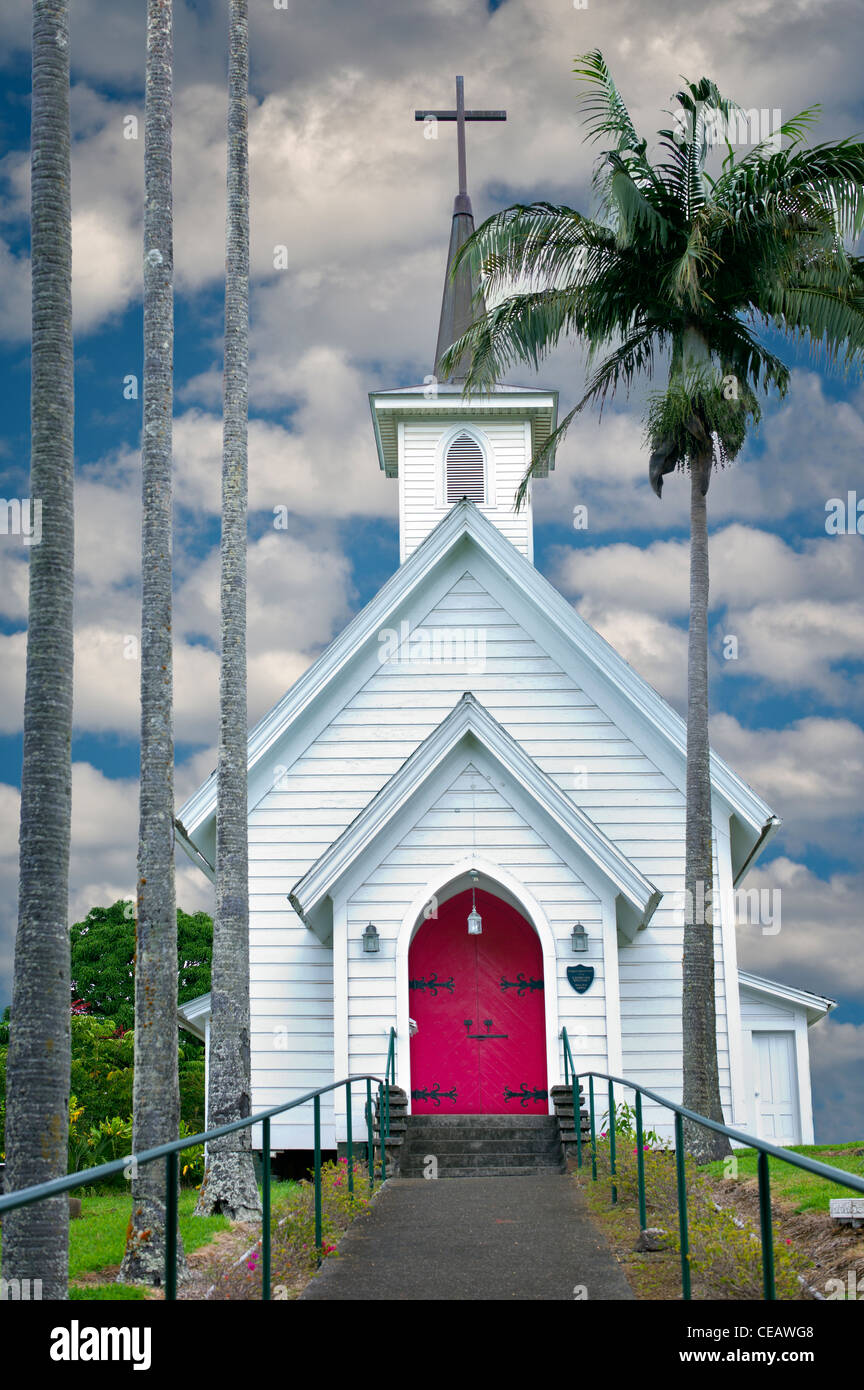 Iglesia Episcopal en Hawi. Hawai, la Isla Grande Foto de stock