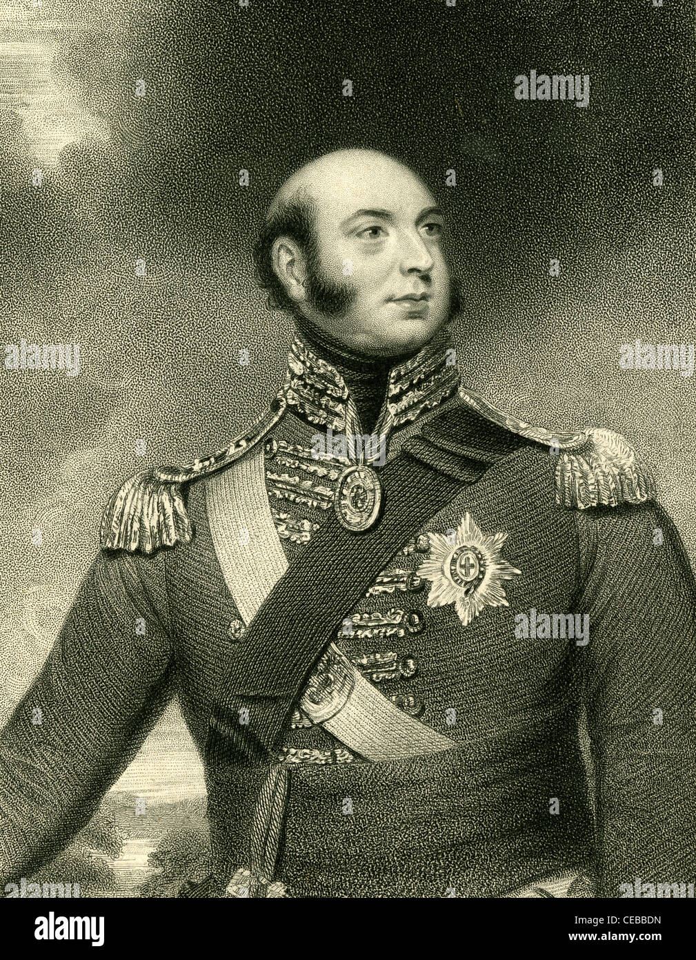 Grabado de 1830 El Príncipe Edward, duque de Kent y Strathearn. Foto de stock