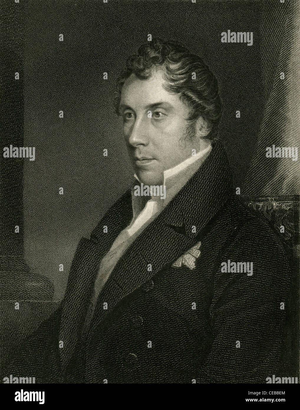 1830 Grabado de George Hamilton-Gordon, 4to Earl de Aberdeen. Foto de stock