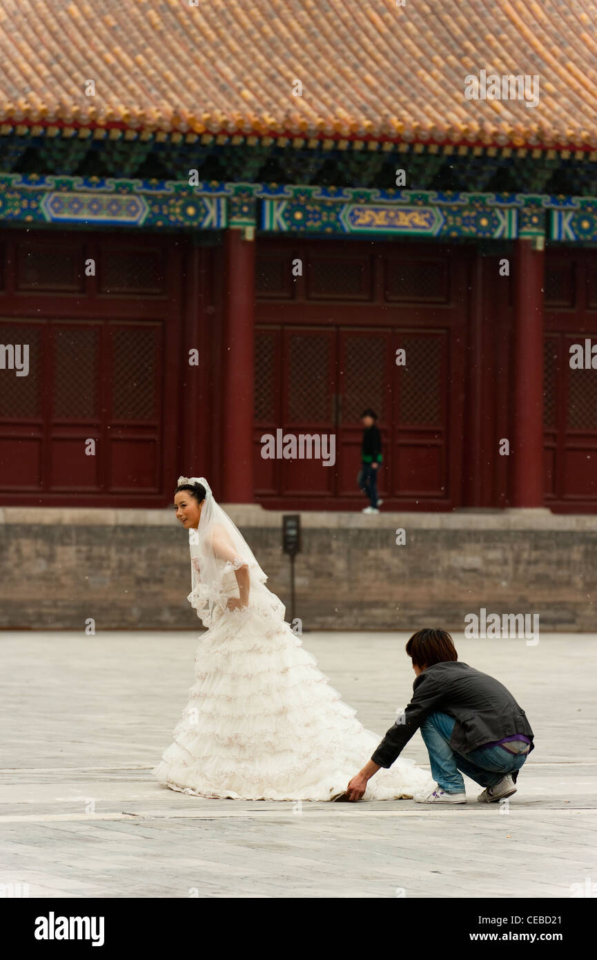 Matrimonio dispara en la Ciudad Prohibida, Pekin, China, Asia. Foto de stock