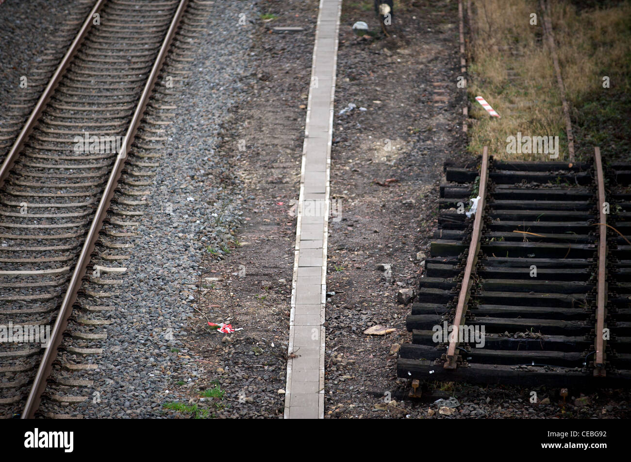 Sección de vía ferroviaria desgastados Alemania Foto de stock