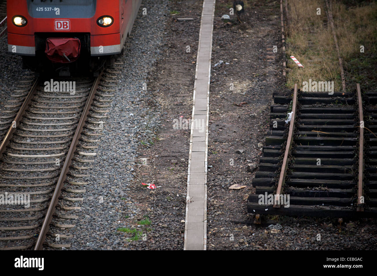 Sección de vía ferroviaria desgastados Alemania Foto de stock