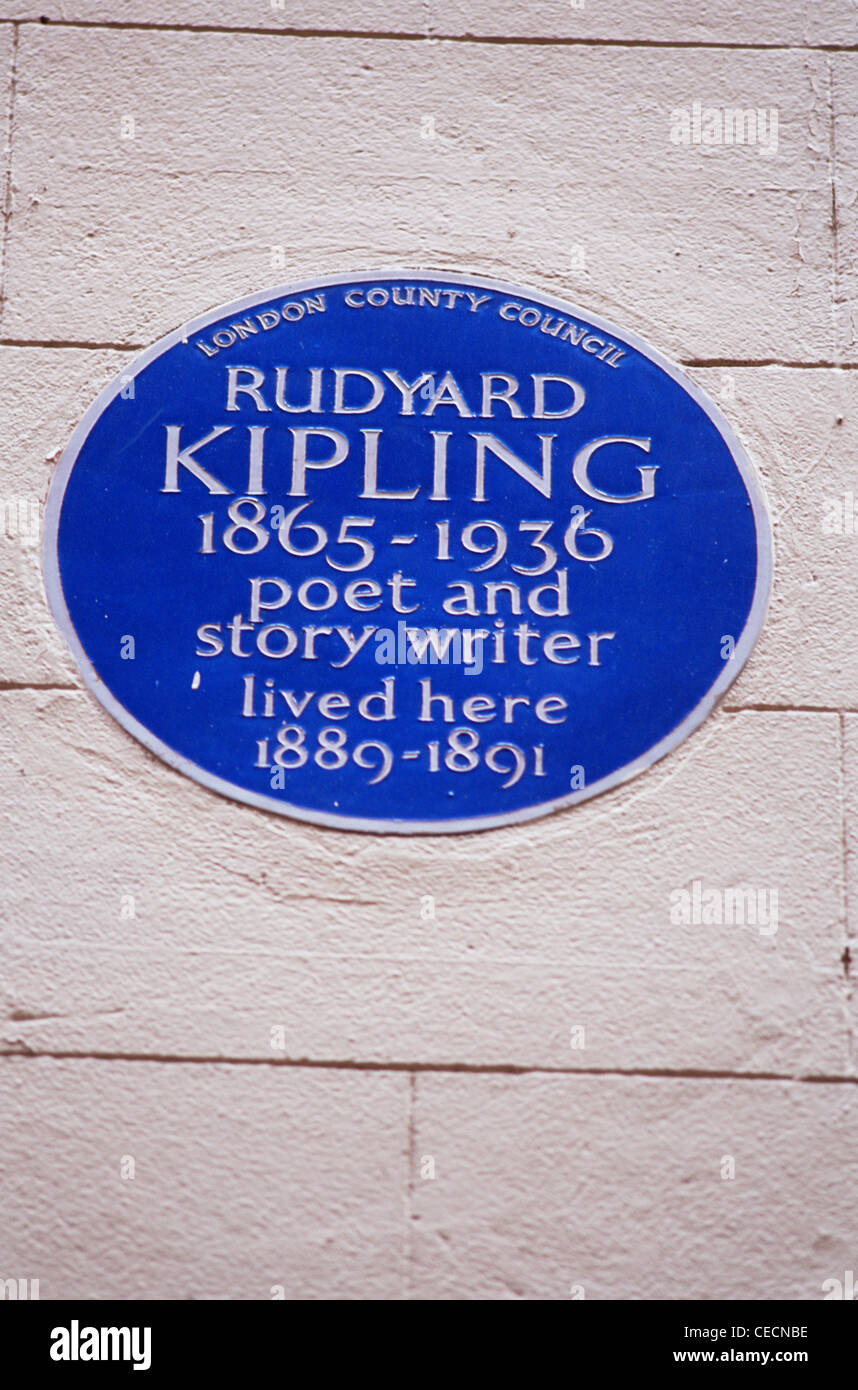 Inglaterra, Londres, Rudyard Kipling placa azul Fotografía de stock - Alamy