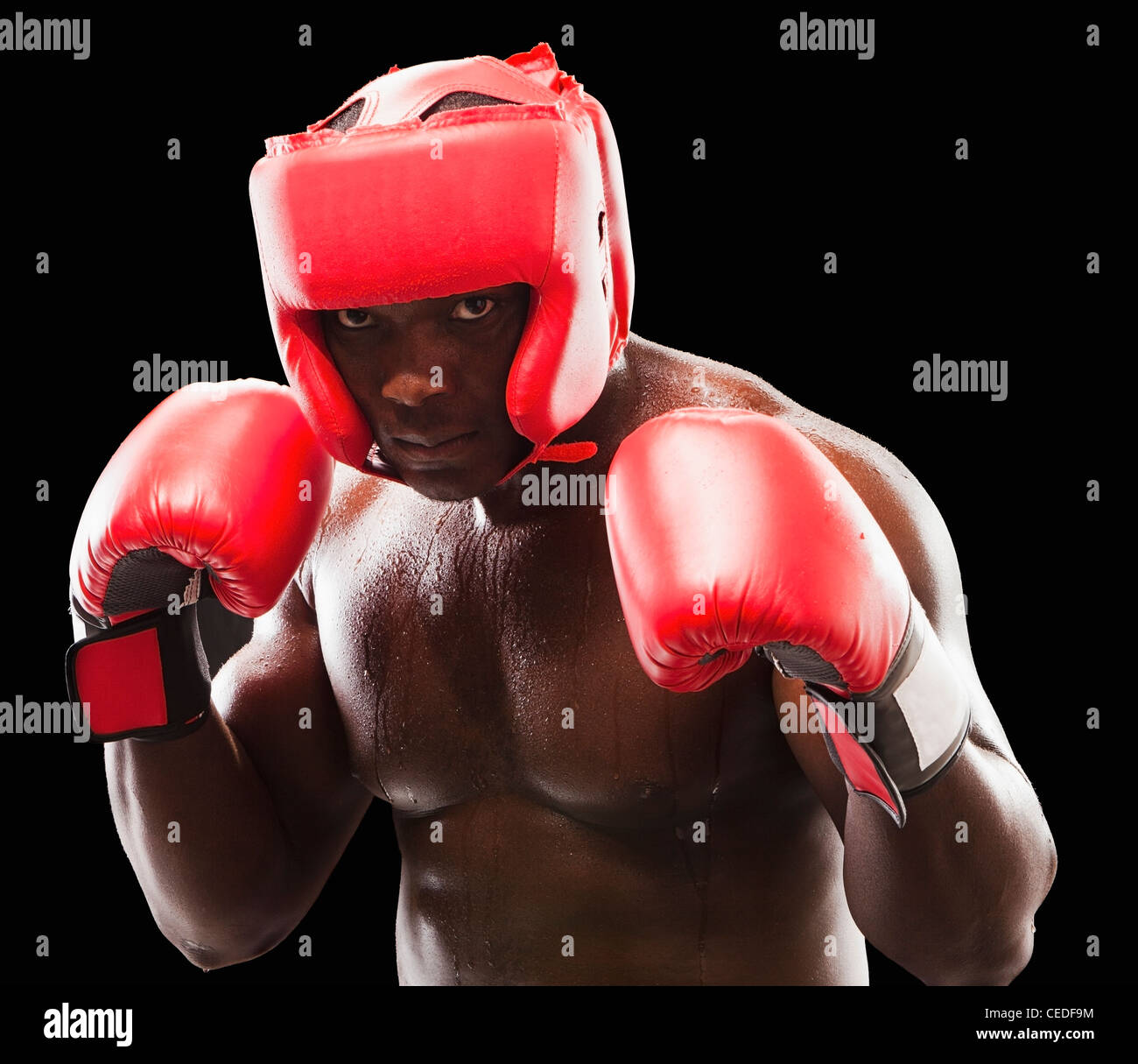 Generosidad semanal Vislumbrar Boxeador afroamericano en indumentaria de protección Fotografía de stock -  Alamy