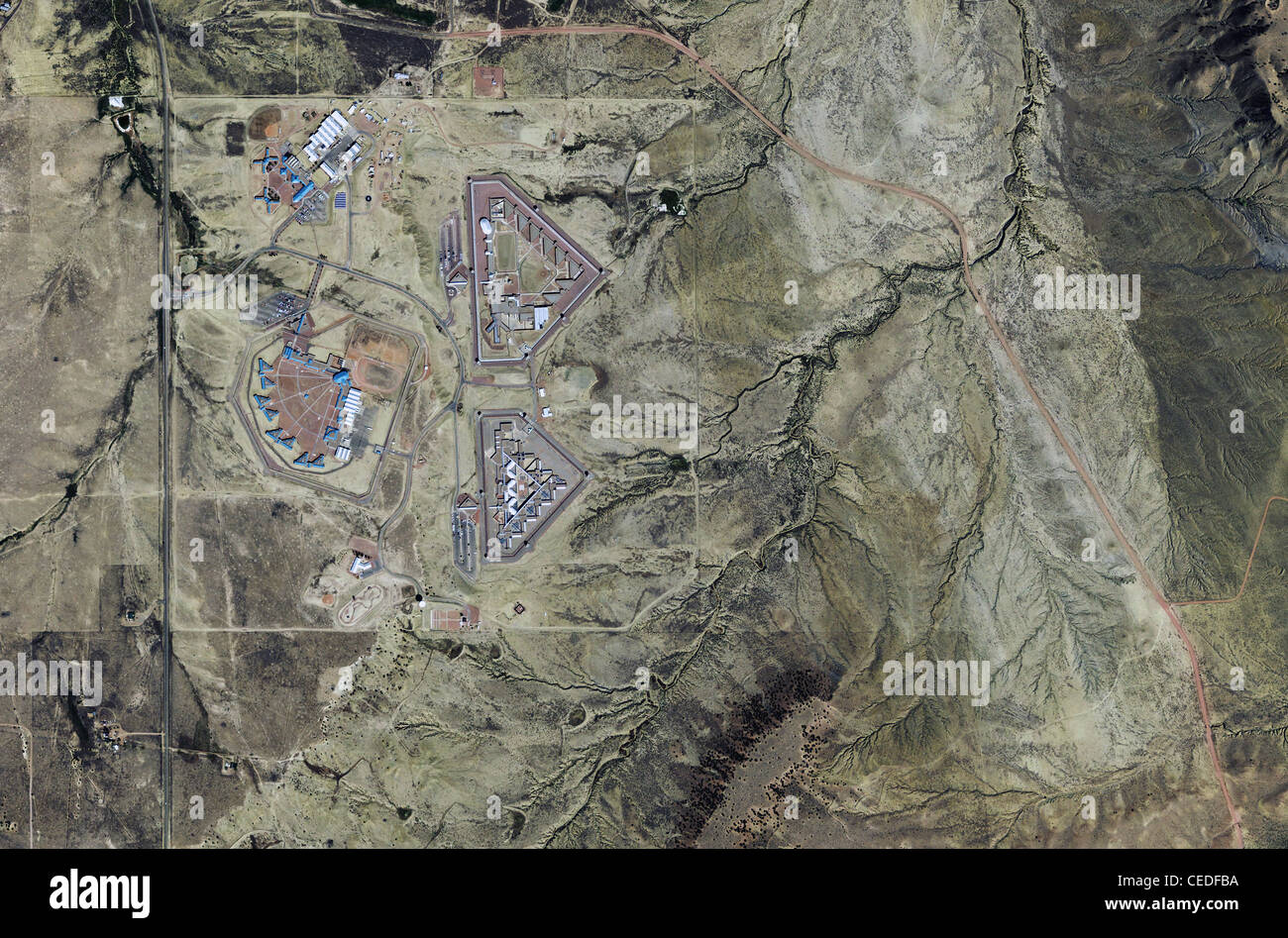 Mapa de fotos aéreas de los Estados Unidos, administración penitenciaria federal Facilidad máxima facilidad de prisión de máxima seguridad de Colorado de Florencia Foto de stock