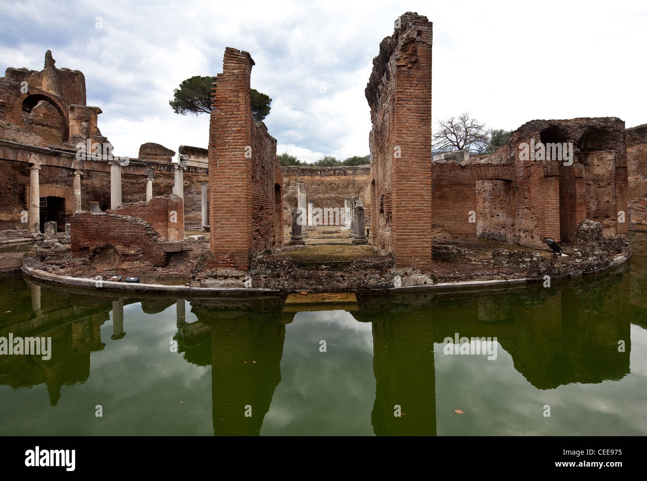 Hadriansvilla, Tivoli, Villa Adriana, 118 bis, 134 n. Chr.Teatro Marittimo Foto de stock