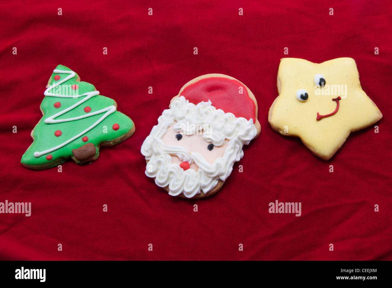 Decoradas Galletas de Navidad, Árbol de Navidad Cookie Foto de stock