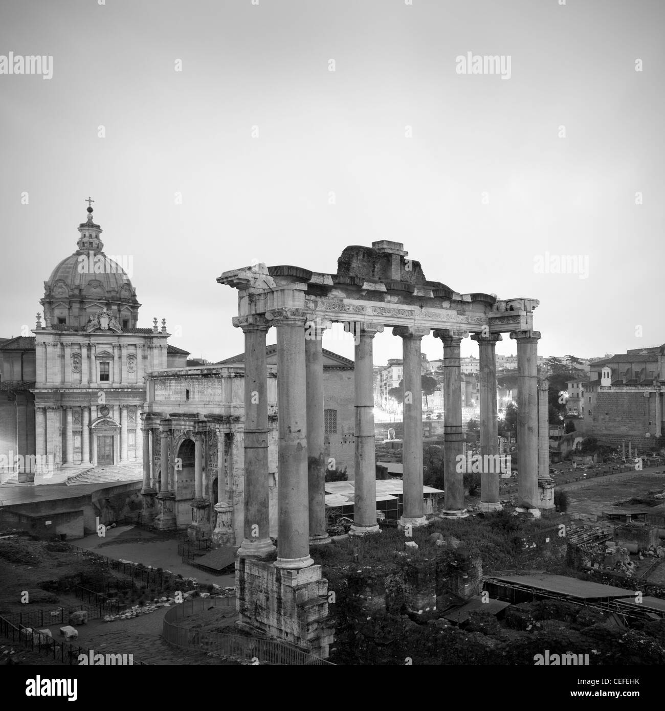 Vista aérea del Foro Romano Foto de stock