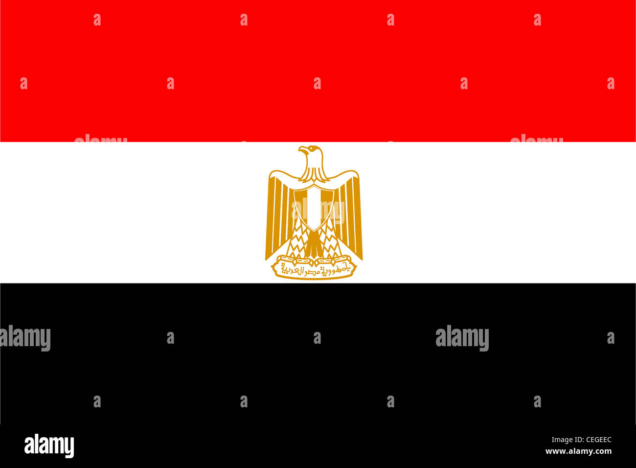 La bandera nacional de la República Árabe de Egipto. Foto de stock