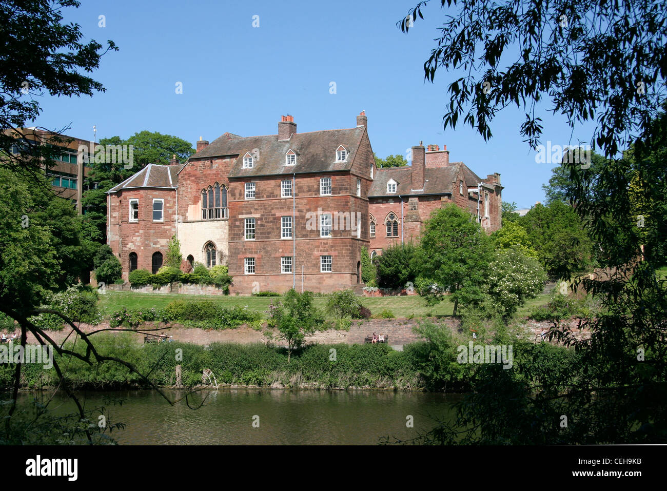 Antiguo palacio de los Obispos de río Severn Worcester Worcestershire Inglaterra Foto de stock