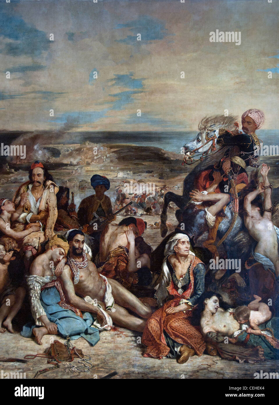 La masacre de Chios Scène des masacres de Scio 1824 Eugène Delacroix Foto de stock