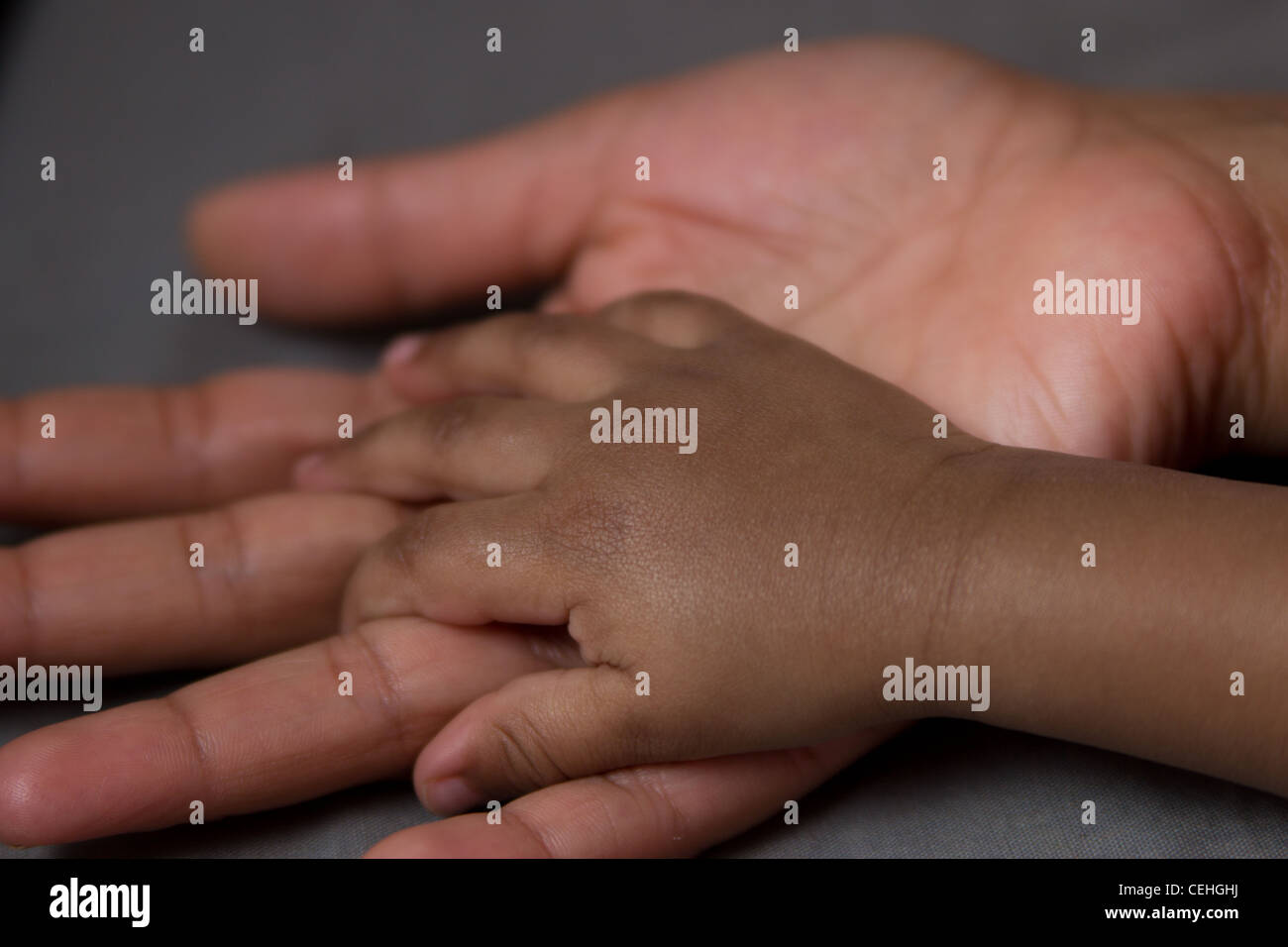 Mano De Un Bebe En La Mano De Su Madre Negra Afro Americana Metisse Fotografia De Stock Alamy