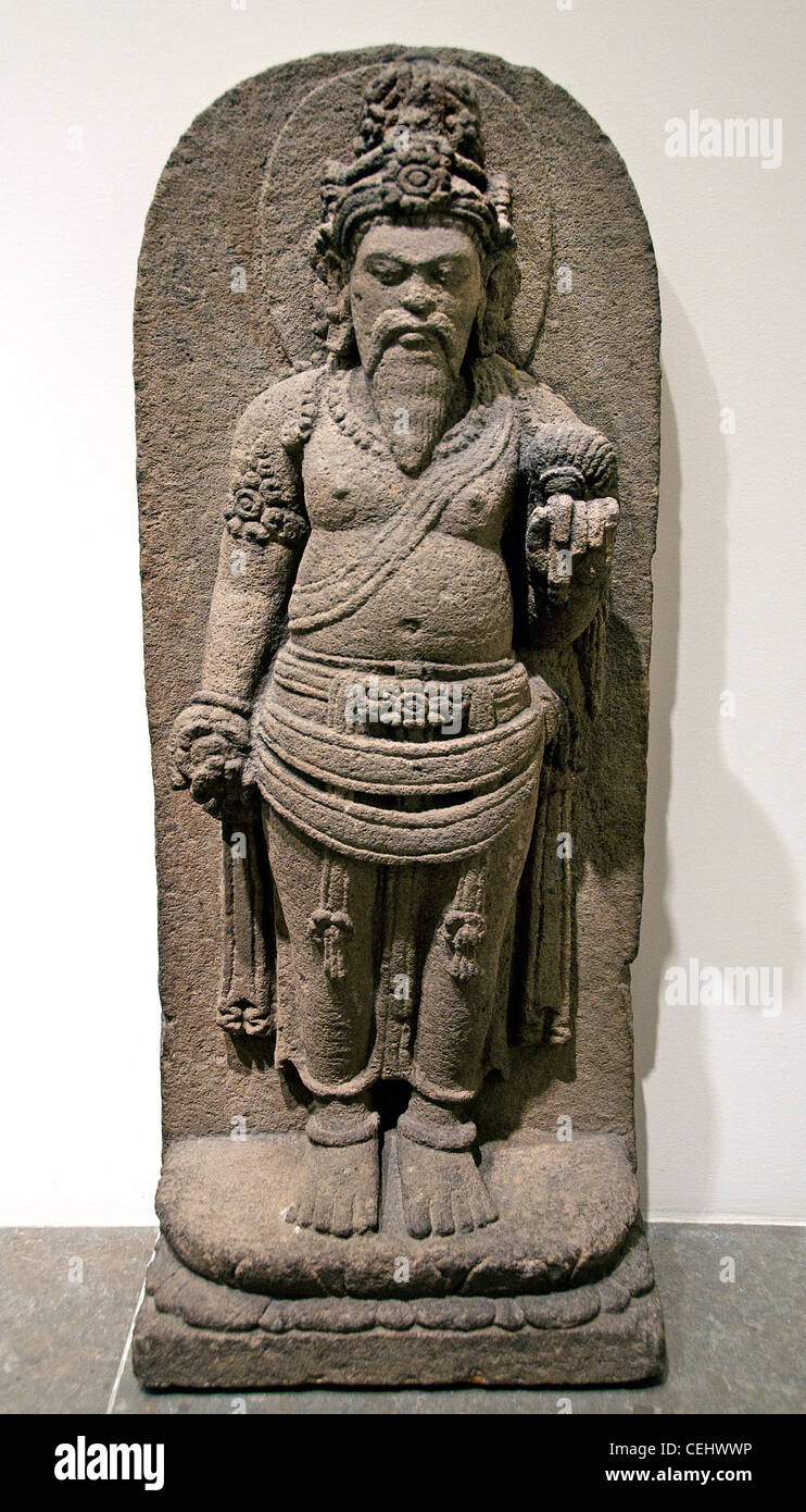 Agastya 8-9 siglo sabio hindú Prambanan, Java Central Supremo Señor Shiva Mahadewa - Siwa Guru con barba, bigote Indonesia Foto de stock