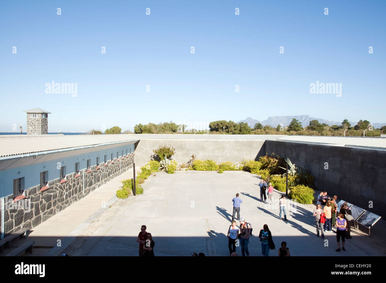 La cárcel Tour,Robben Island, Ciudad del Cabo, Western Cape Province Foto de stock