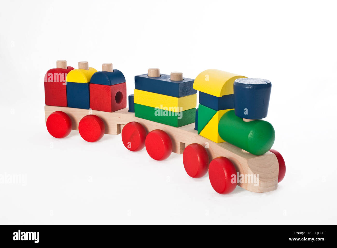 Un tren de juguete de madera del niño Foto de stock