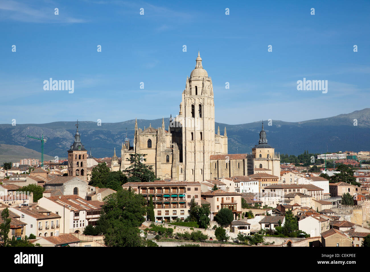 España, Segovia, vista general y la Catedral de Segovia Foto de stock
