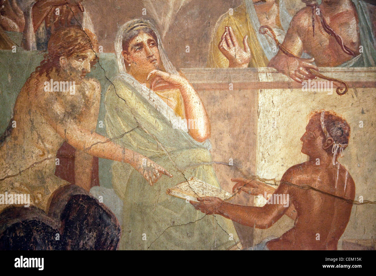 Italia, Naples, museo, desde Pompeya, el poeta trágico (Casa VI 8, 3-5), y Alecesti Admeto Foto de stock