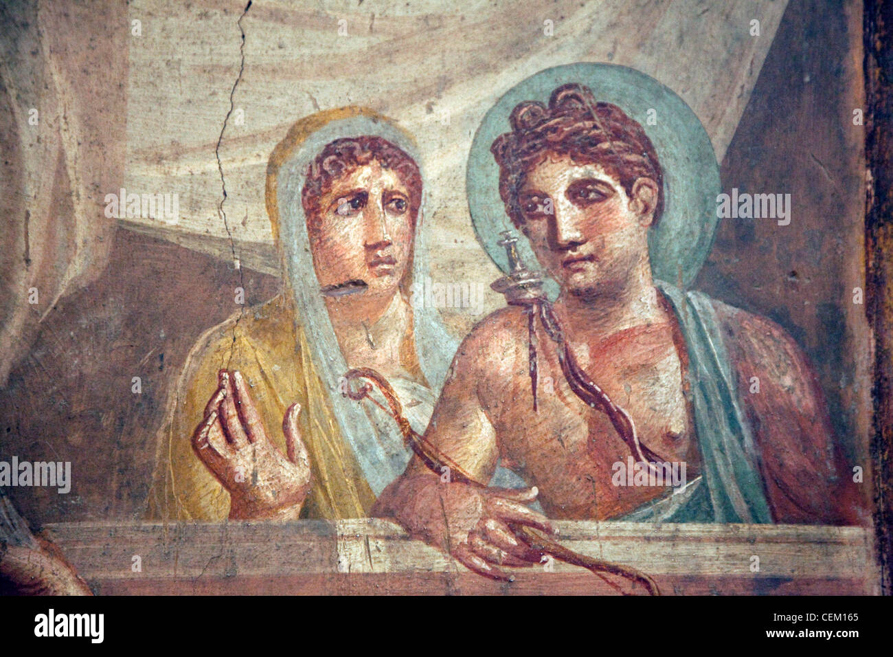 Italia, Naples, museo, desde Pompeya, el poeta trágico (Casa VI 8, 3-5), y Alecesti Admeto Foto de stock