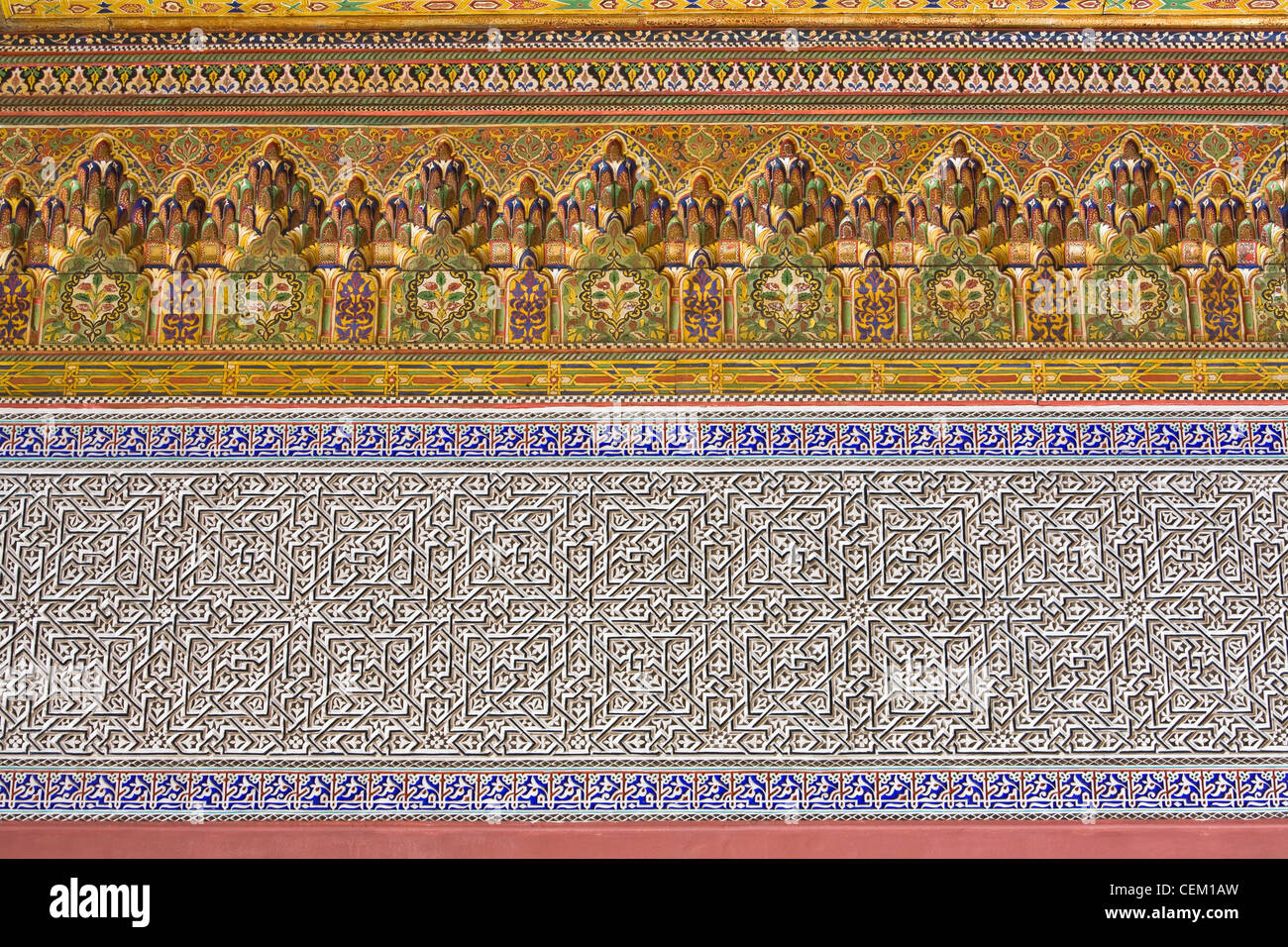 Detalles de azulejos marroquíes ornamentados, Medina, Fez (FES), Marruecos, Norte de África, África Foto de stock