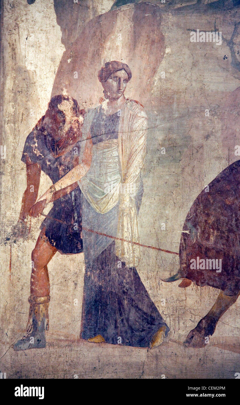 Italia, Nápoles, Museo de Pompeya, la Casa del Gran Duque de Toscana (VII, 4, 56), Dirce, castigo Foto de stock