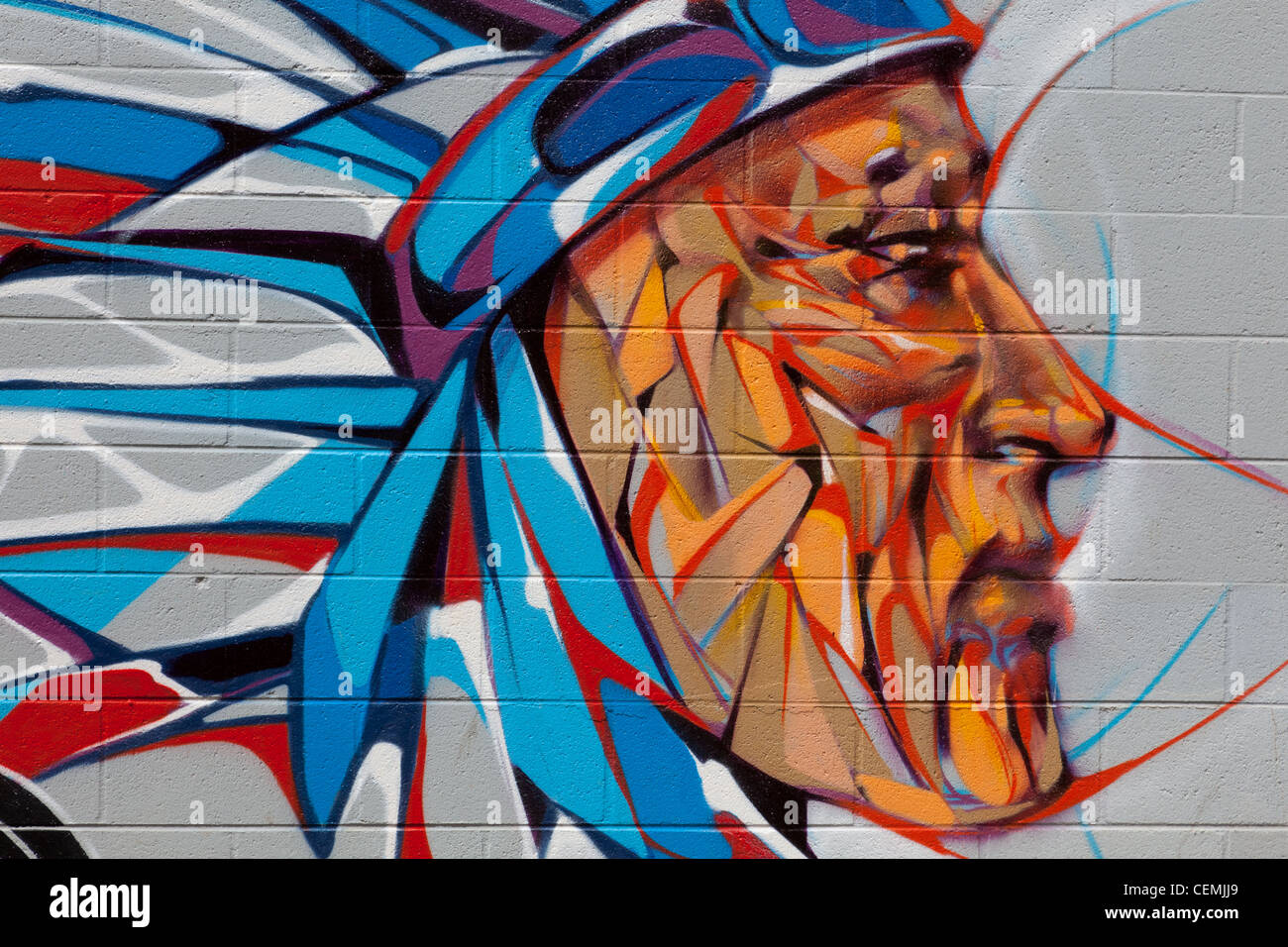 Street art contemporáneo, Indígena Nativo Americano Foto de stock