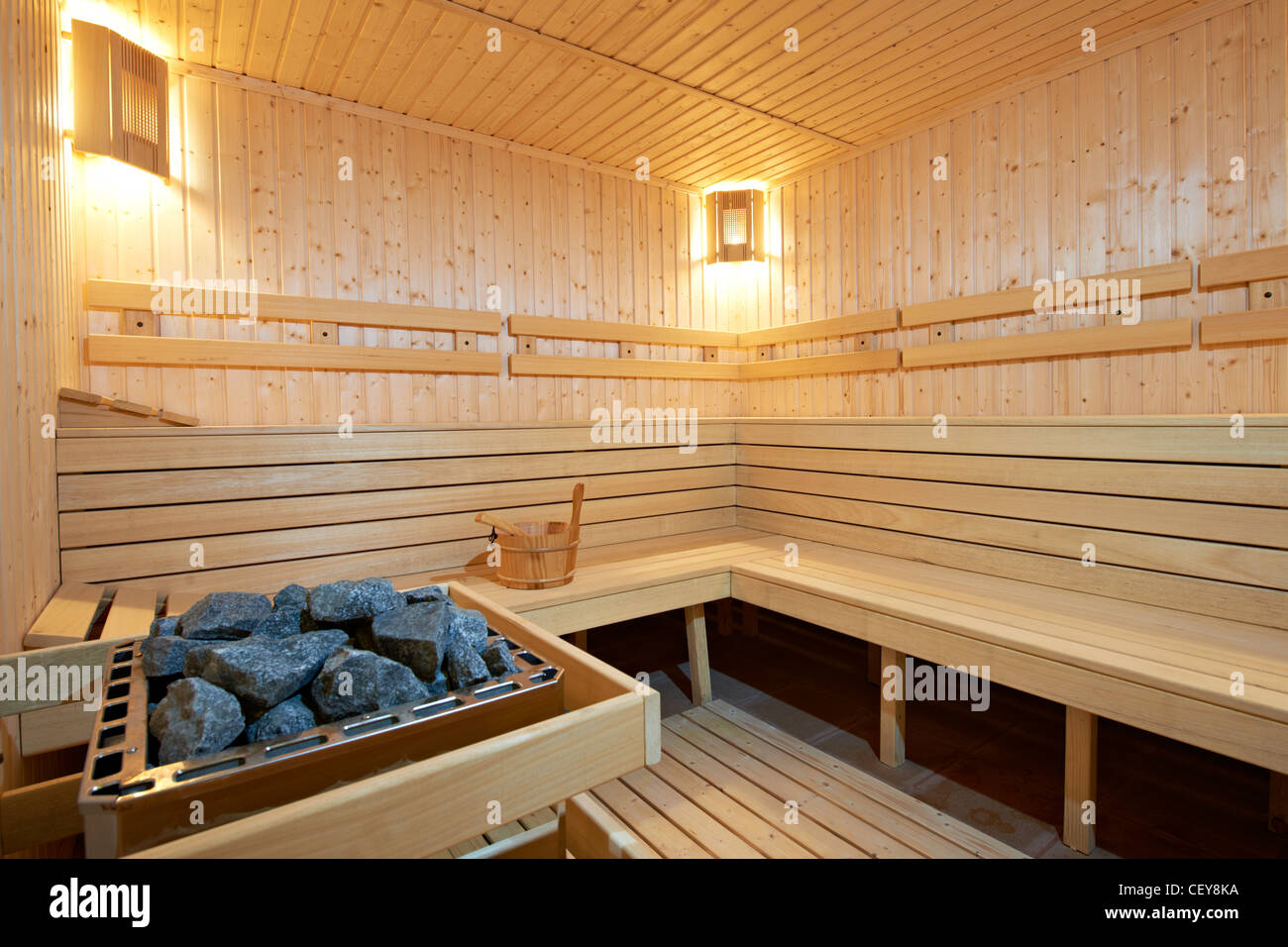 Finlandia madera nueva sauna de estilo Foto de stock