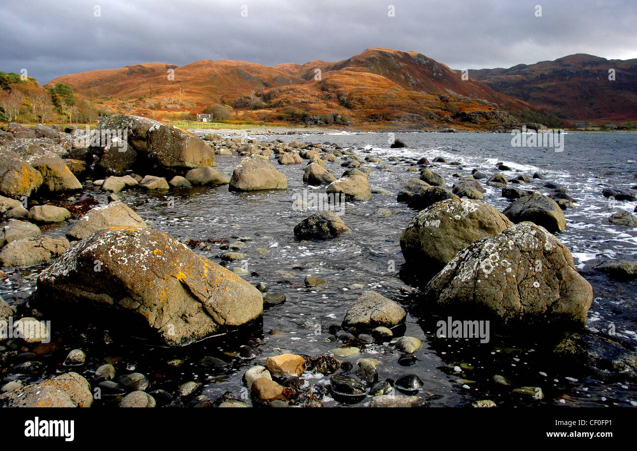 Un día moody sobre loch buie Isle Of Mull Escocia Foto de stock