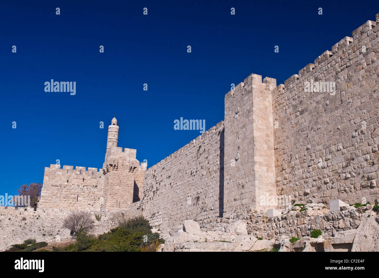 La torre de David en la ciudad vieja de Jerusalén Foto de stock