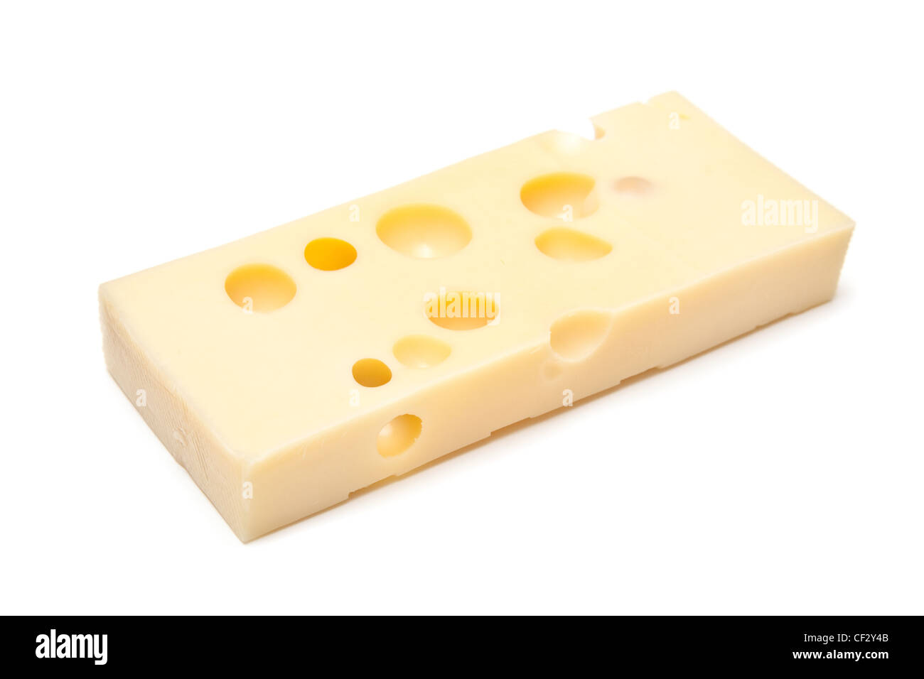 Queso emmental suizo aislado sobre un fondo blanco studio Fotografía de
