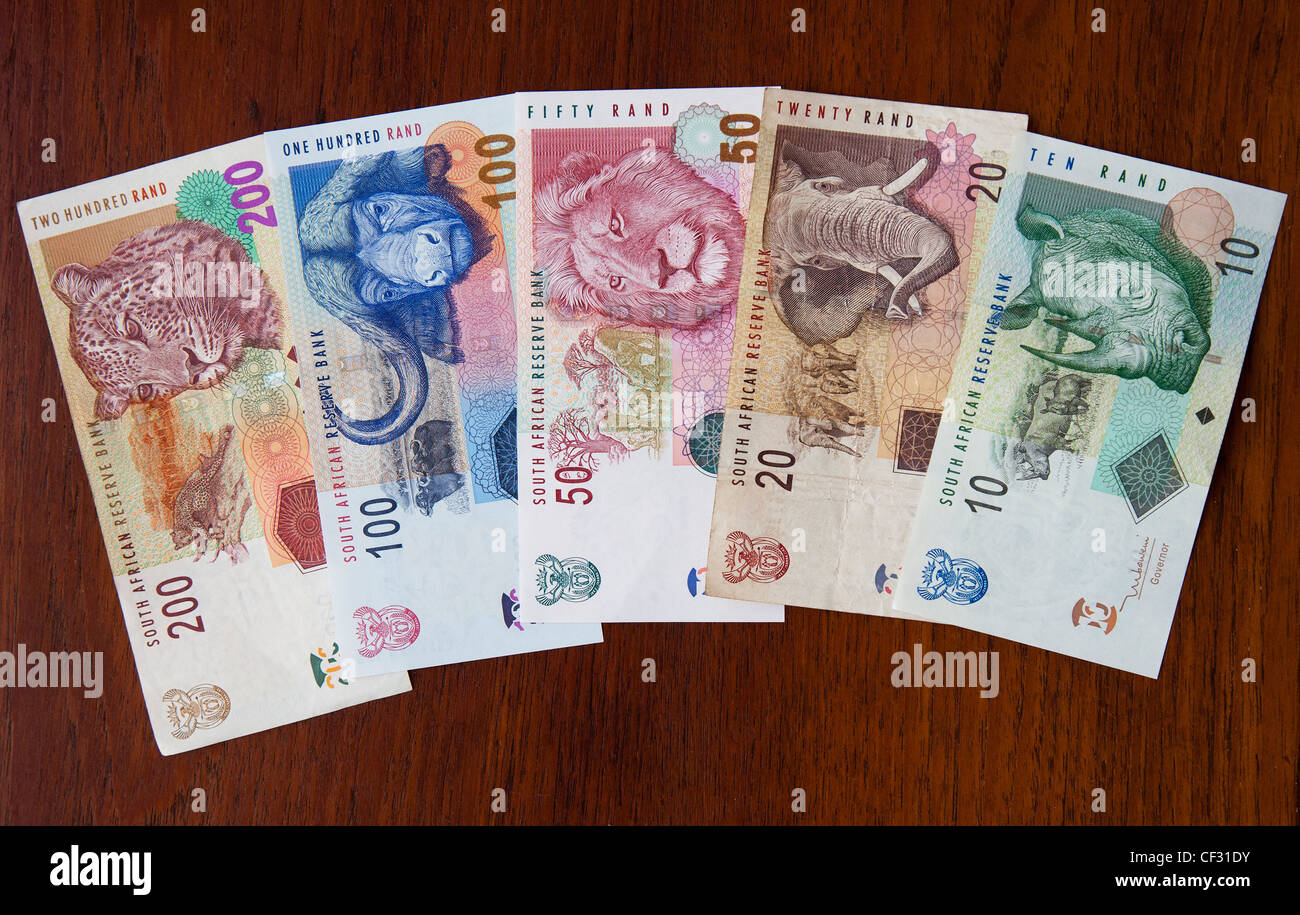 billetes-de-sud-frica-distintas-denominaciones-de-10-a-200-rand-zar