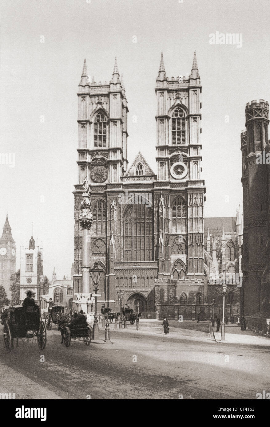 La Colegiata de San Pedro de Westminster, conocido popularmente como La Abadía de Westminster, a finales del siglo XIX. Foto de stock