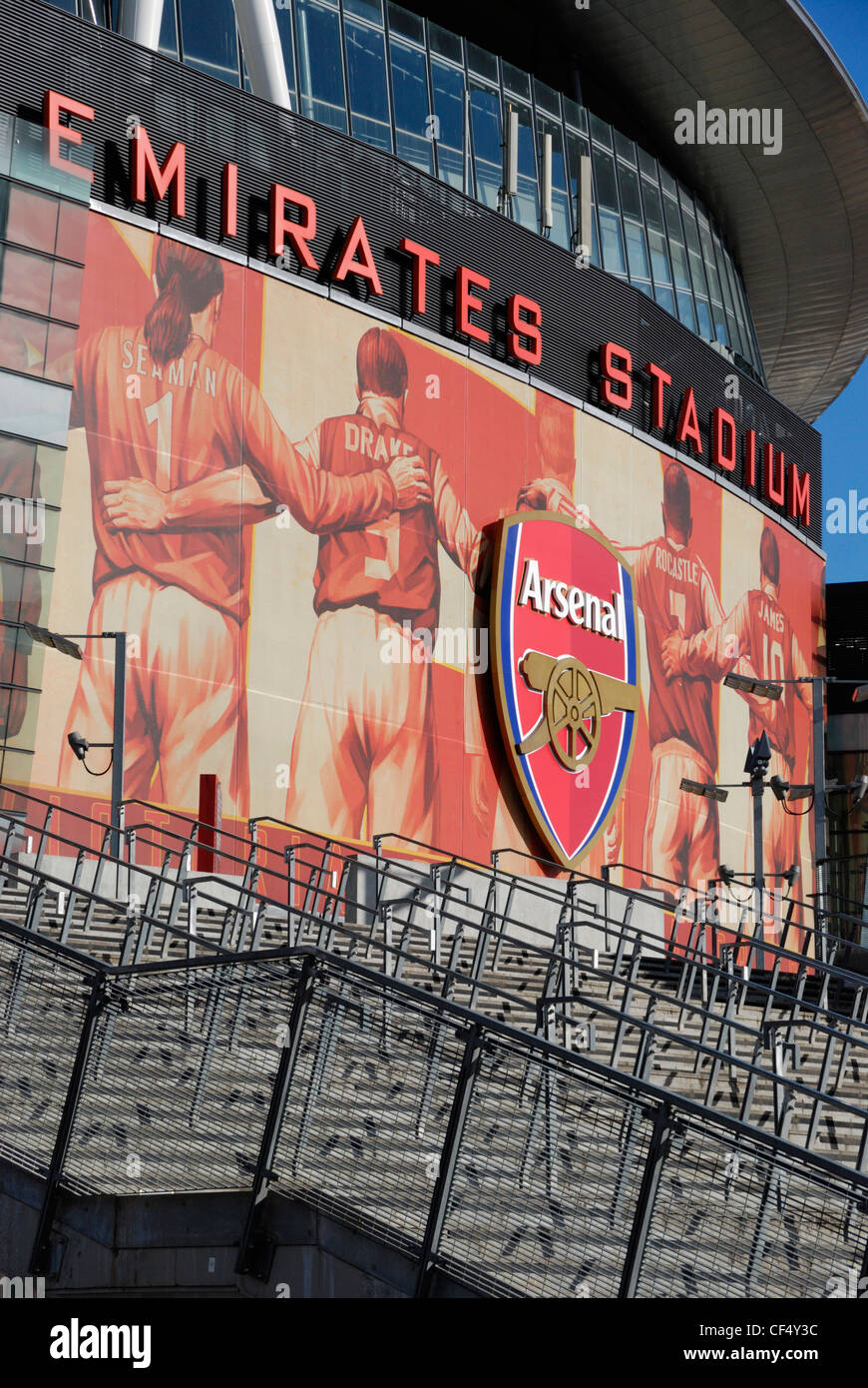 El exterior del Emirates Stadium, hogar del Arsenal Football Club. Foto de stock
