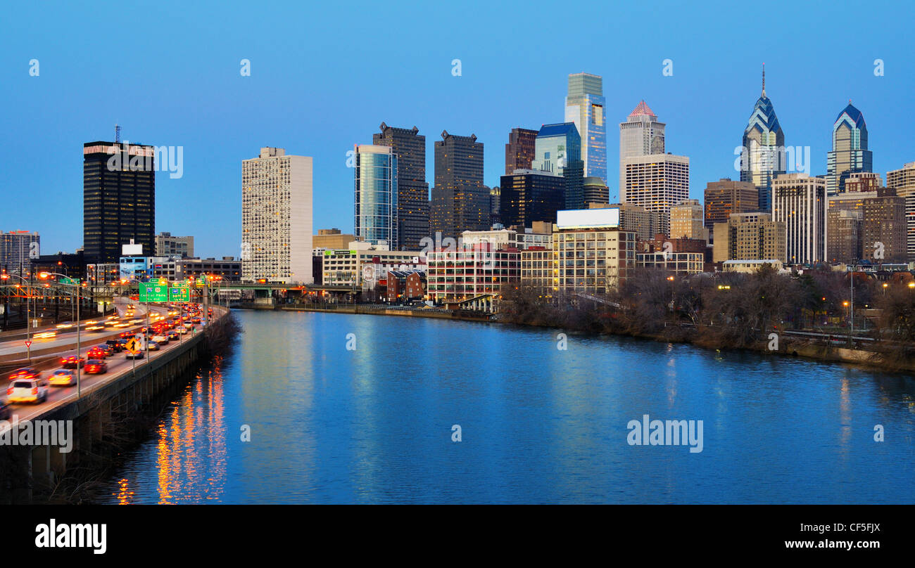 Perfil del centro de la ciudad de Filadelfia, Pensilvania. Foto de stock