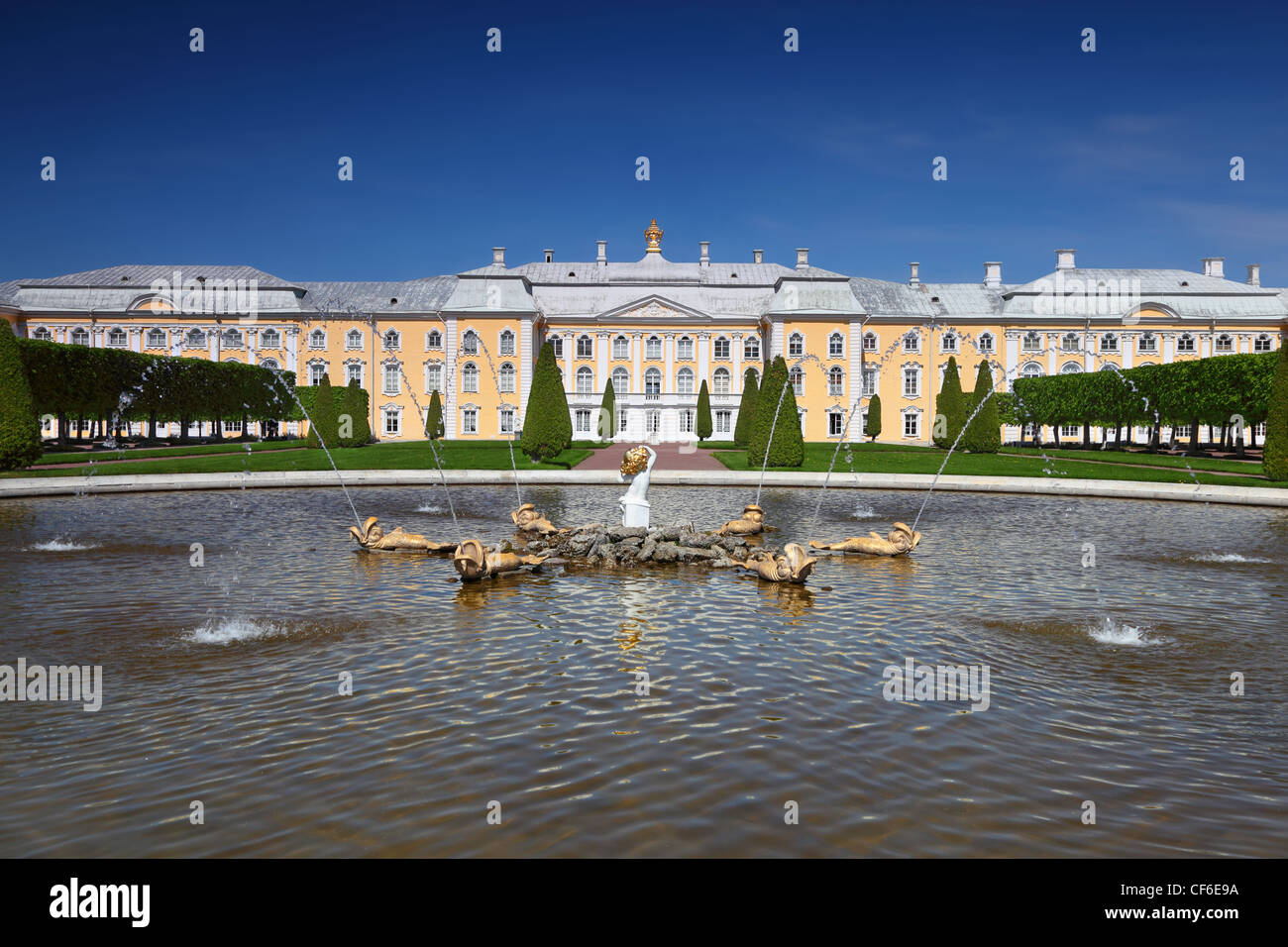 El Gran Palacio de Peterhof, San Petersburgo, Rusia fountain Roble Foto de stock
