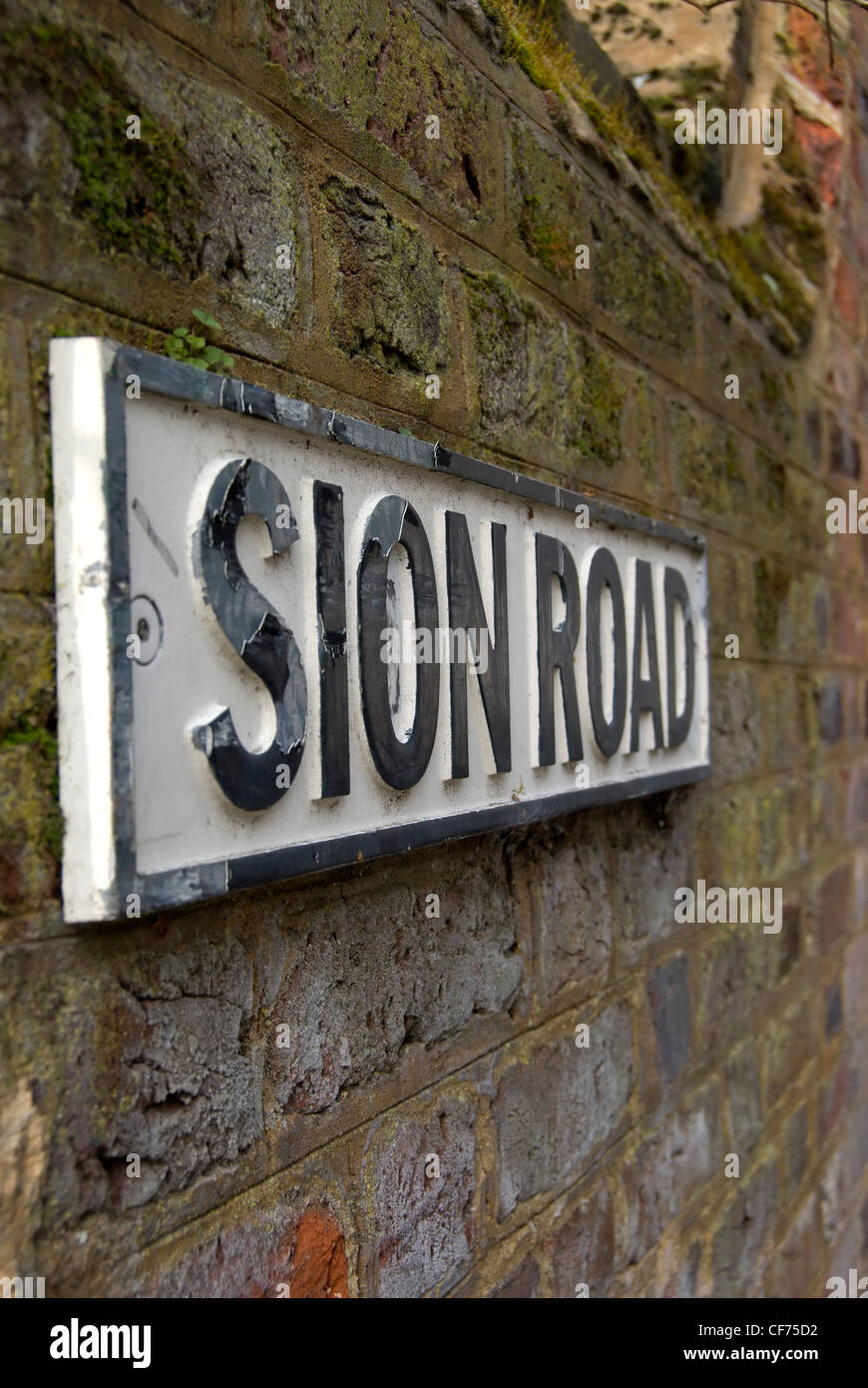 Nombre de calle para sion road, Twickenham, Middlesex, Inglaterra Foto de stock