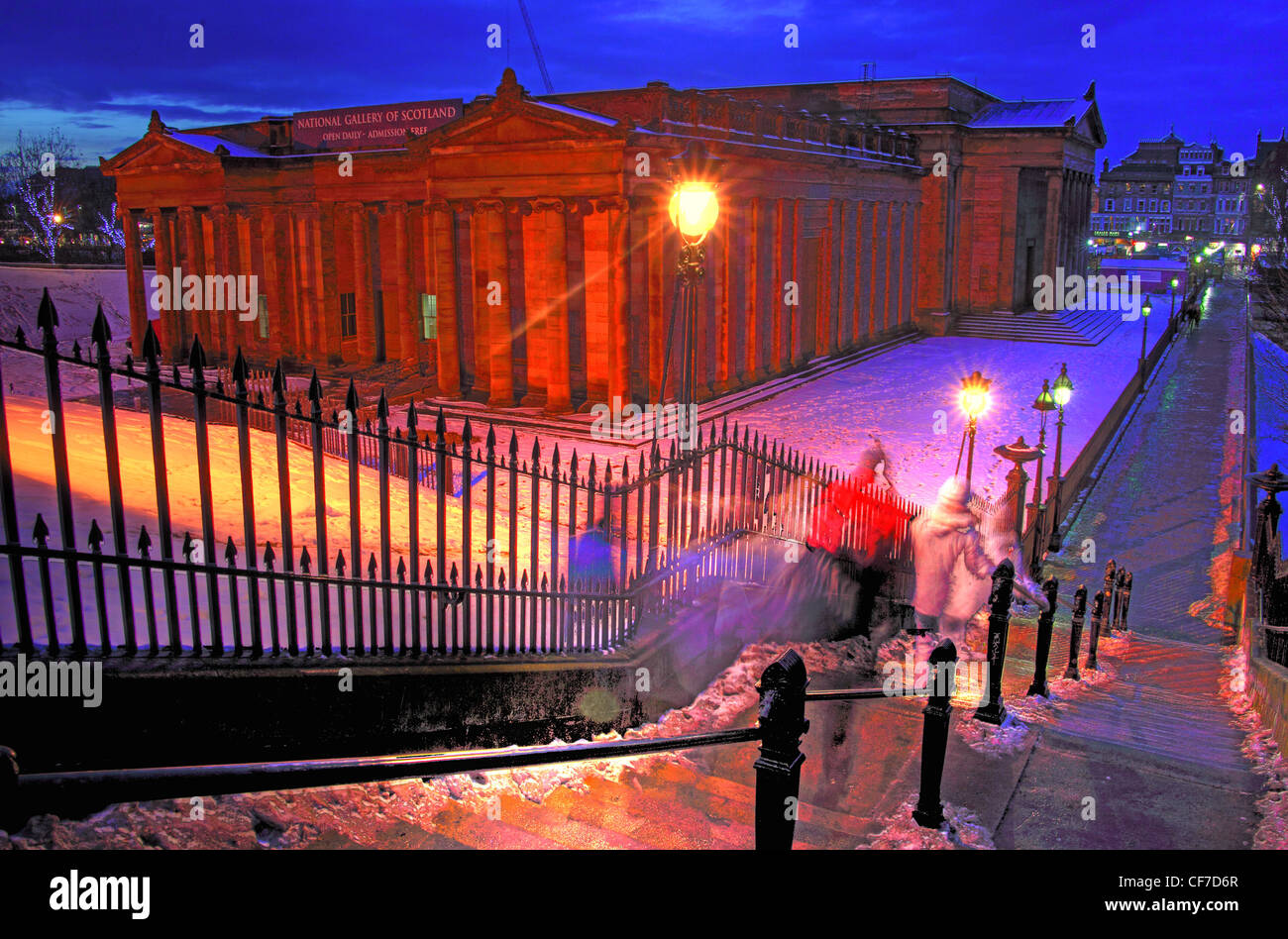 Playfair pasos en la noche, el centro de la ciudad de Edimburgo, Escocia, Reino Unido, Lothians @Hotpixuk Foto de stock