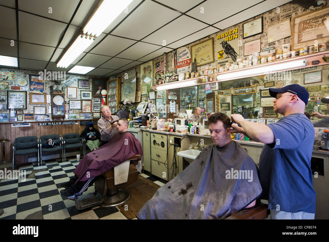 Barber shop en Shenandoah, Pennsylvania Foto de stock