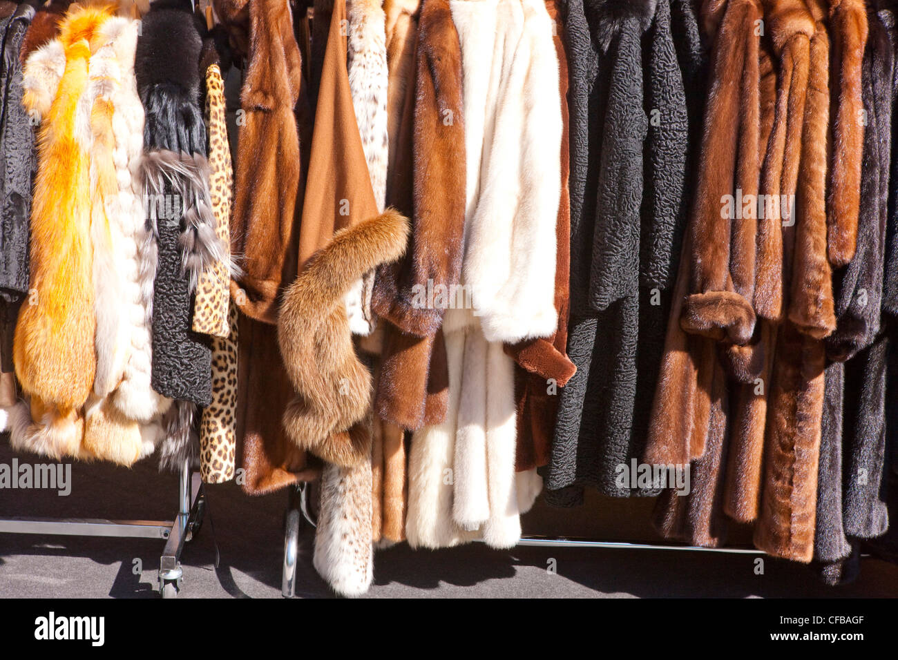 Animales,, mercado, abrigo de pieles, abrigos de piel, estado Foto de stock