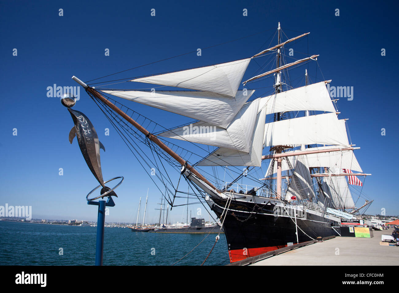 Ee.Uu., Estados Unidos, América, California, en San Diego, la ciudad, el Museo Marítimo, el velero, La Estrella de la India. Foto de stock