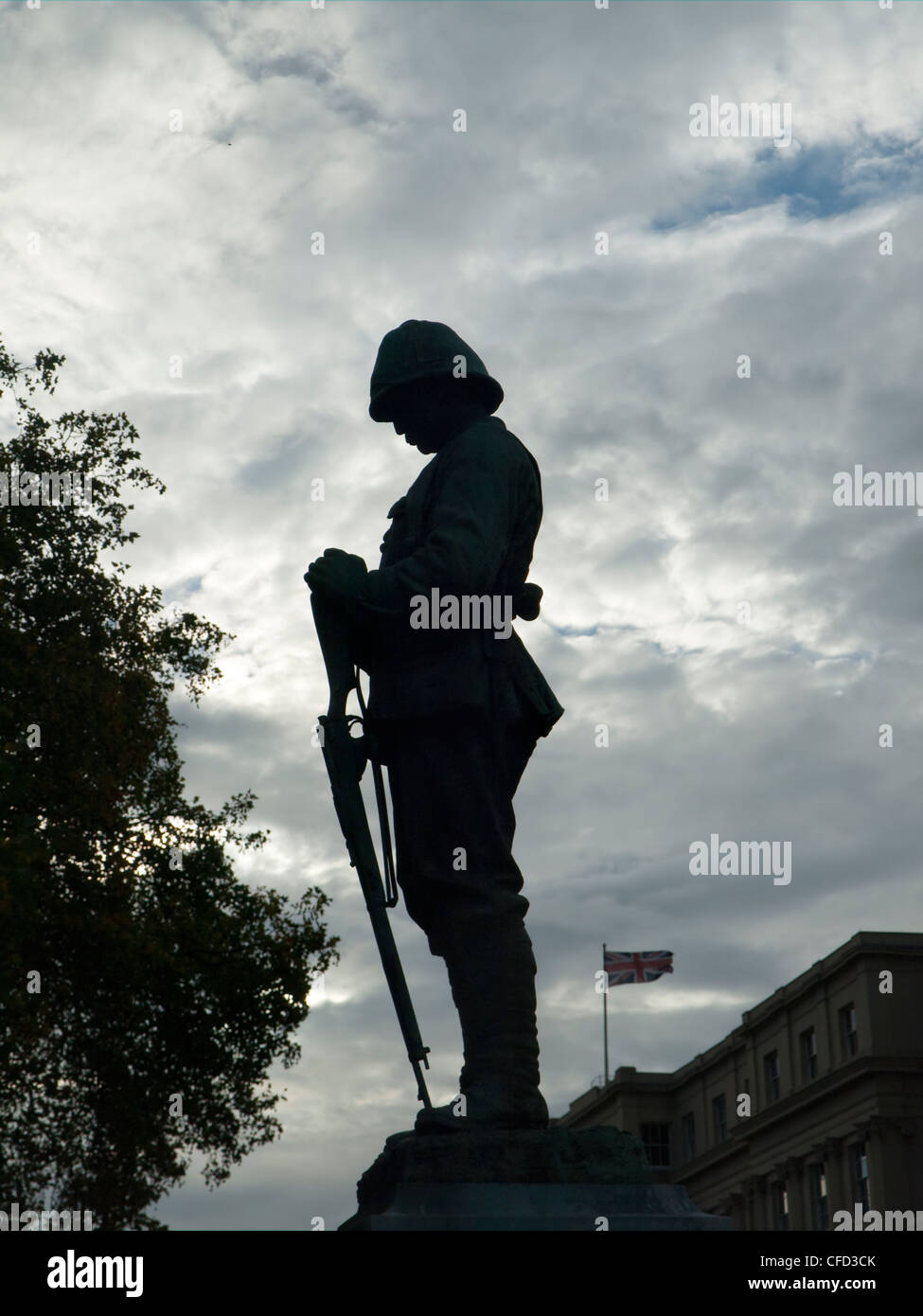 Silueta de la guerra de los Boer memorial en los jardines municipales, Cheltenham. Foto de stock