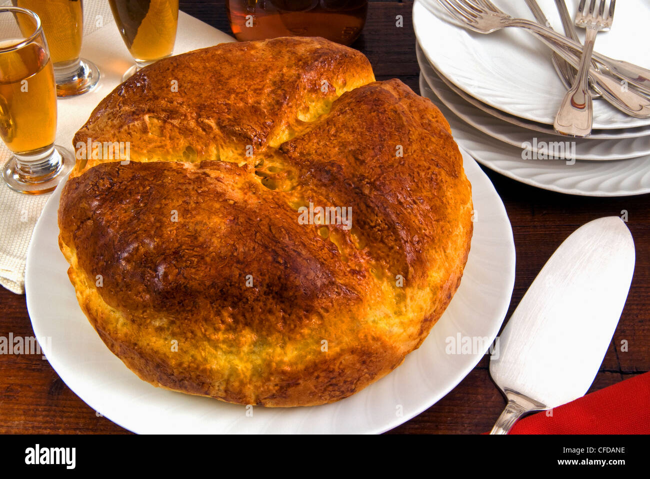 Pinza torta, un plato italiano el día de Pascua, Trieste, Friuli-Venezia Giulia, Italia, Europa Foto de stock