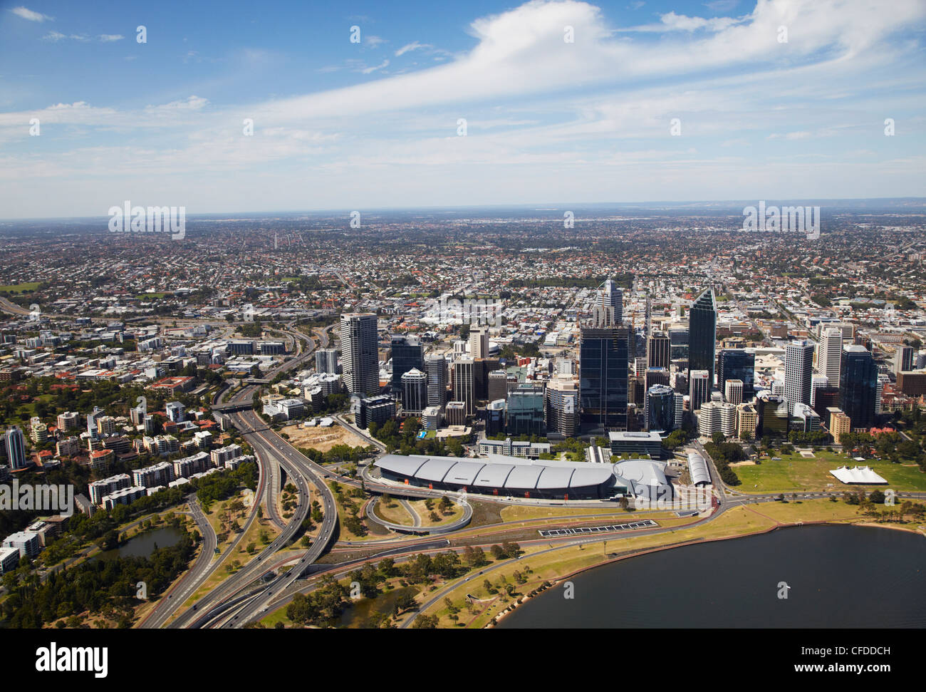 Vista aérea de la ciudad de Perth, Australia Occidental, Australia, el Pacífico Foto de stock